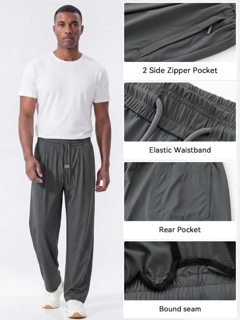Lightweight Men's Summer Sweatpants | Cooling Touch, Straight Leg, Stretchy, 2